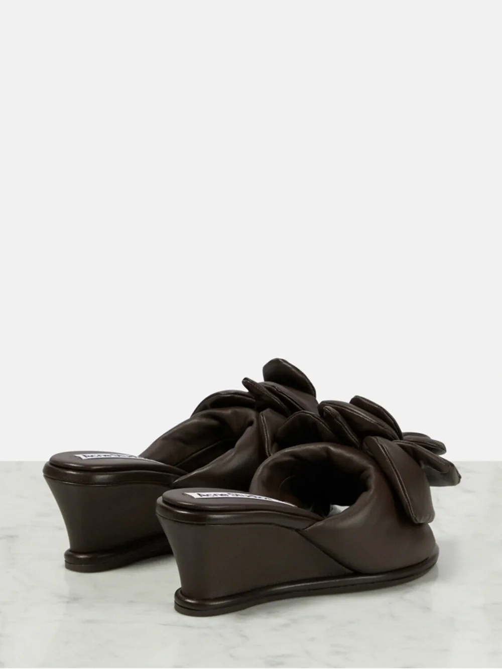 NIB Acne Studios Leather Rose wedge mules slides shoes chocolate brown 8